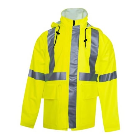 National Safety Apparel Hi-Vis FR Rain Jacket, Class 3 Type R, Yellow, 3XL R30RL063X